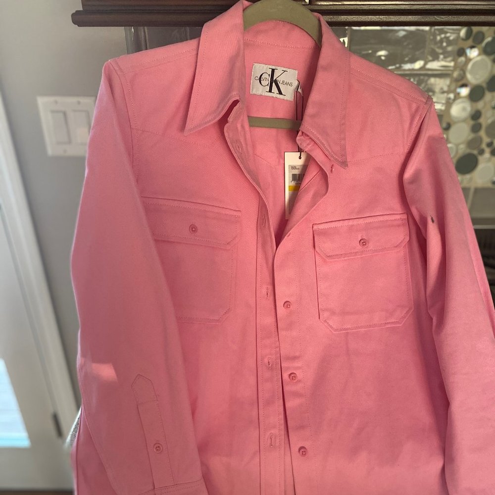 Womens Calvin Klein Pink jean shirt -M
